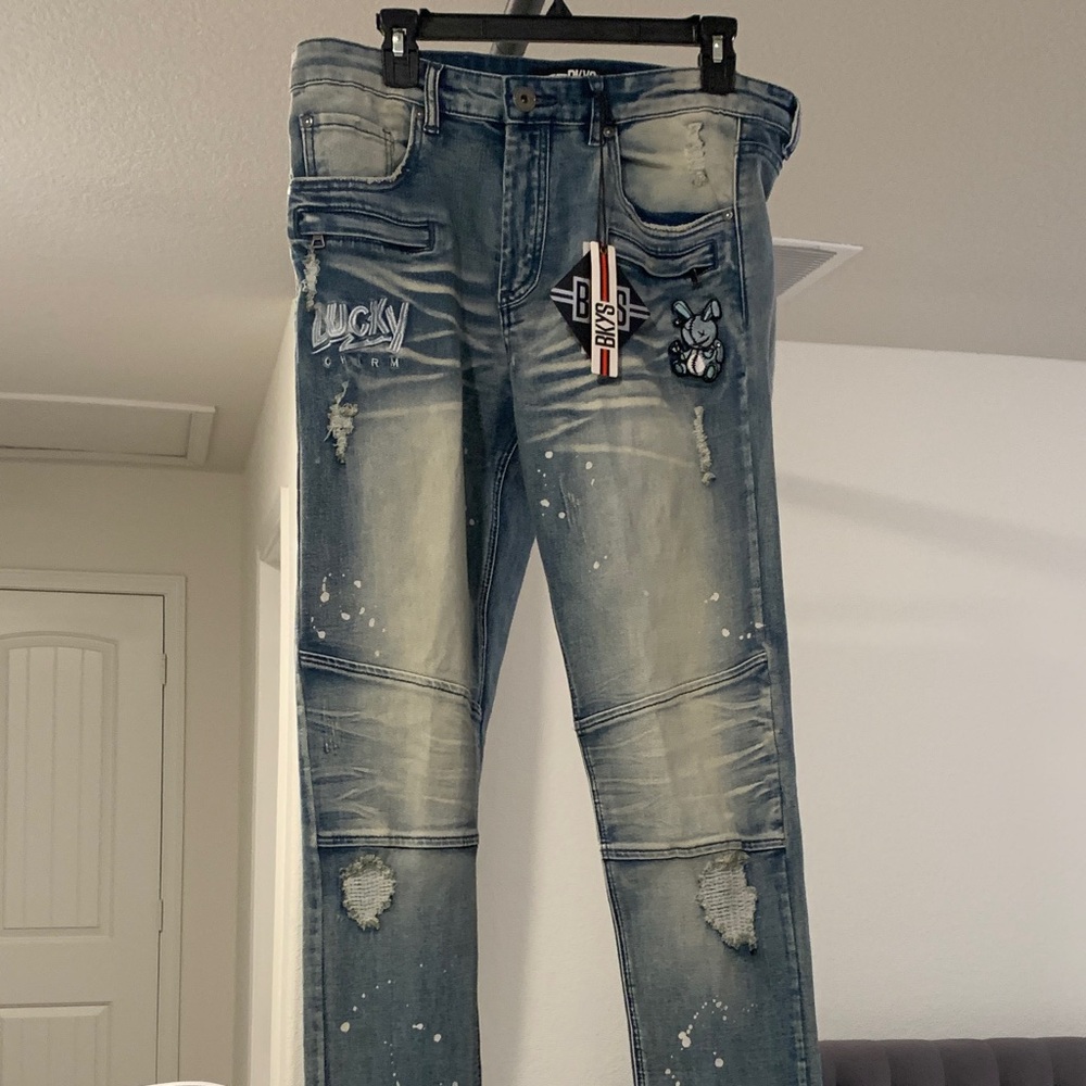 Lucky Brand Men's Distressed Light Blue Skinny Jeans